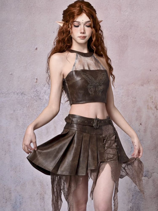 Rhinestone Lace Patchwork Neck Top【s0000007666】