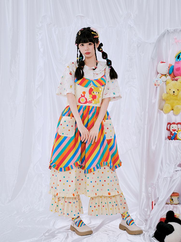 Rainbow Diary Printed Halter Dress【s0000009103】