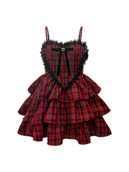 Checkered Love Puffy Cake Dresses【s0000006048】