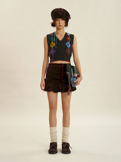 Fringe Sleeveless Knit Vest【s0000006030】