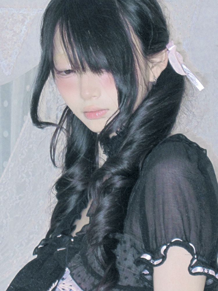 Polka dot strapless dress/chiffon bow jacket