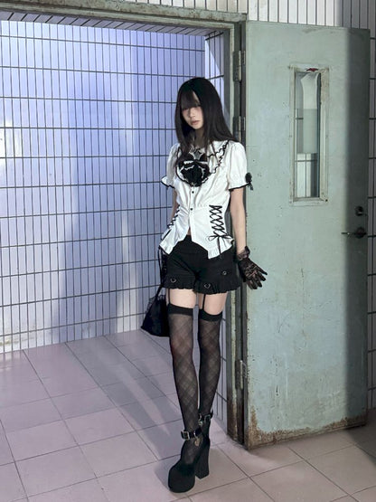 Black Vest Lace Shorts Set【s0000012021】