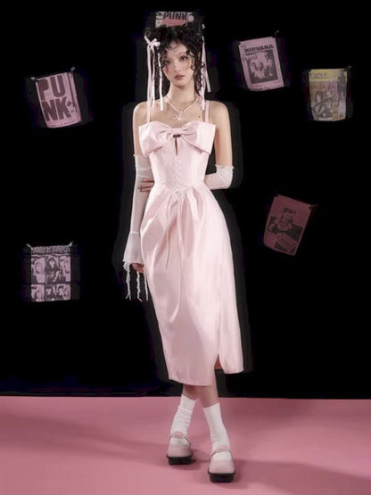 Pink Bow Small Gown Dress【s0000009715】