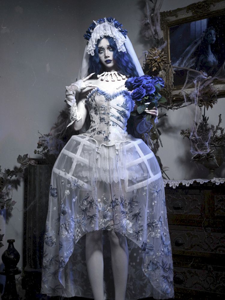 Gothic Ribbed Lace Corset Dress【s0000010034】