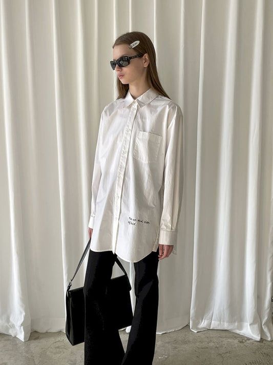 Hem Embroidered Left Slit Embroidered Shirt【s0000007465】