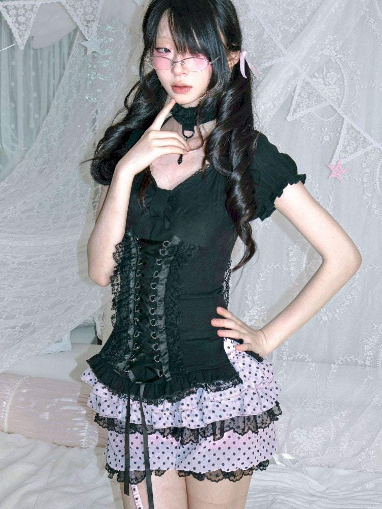 Tie-back tank top/short-sleeved shirt【s0000012692】