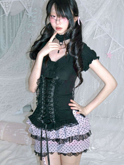 Tie-back tank top/short-sleeved shirt【s0000012692】