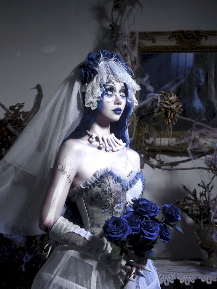 Gothic Ribbed Lace Corset Dress【s0000010034】