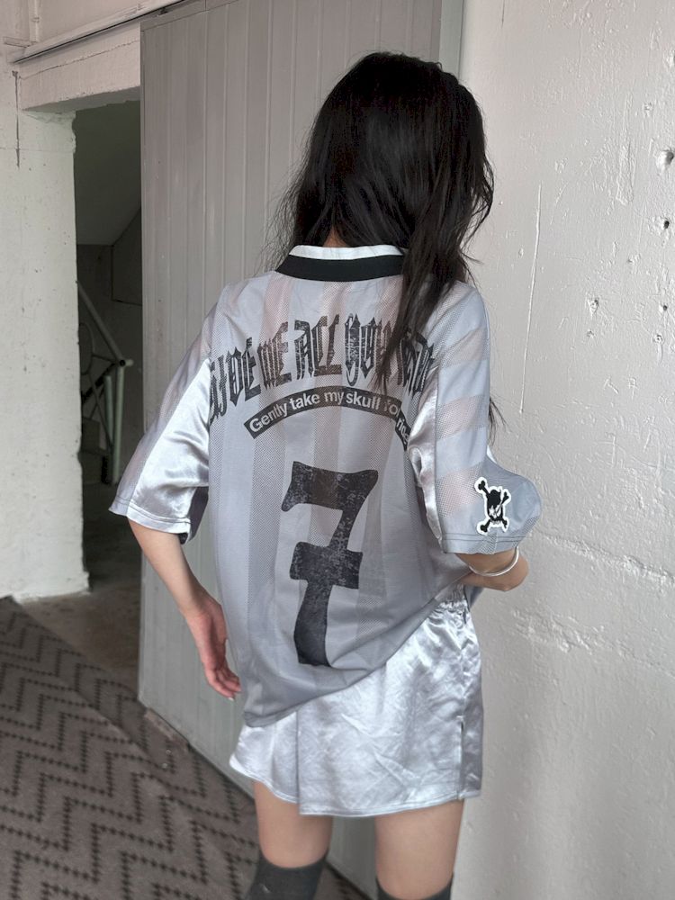 Satin Patchwork Street Oversize Jersey T-Shirt【s0000008498】