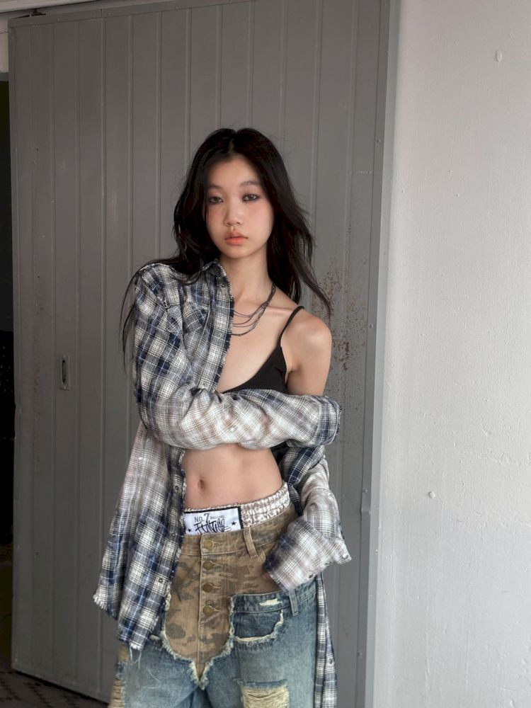 Old Studded Plaid Swoosh Work Shirt【s0000008494】