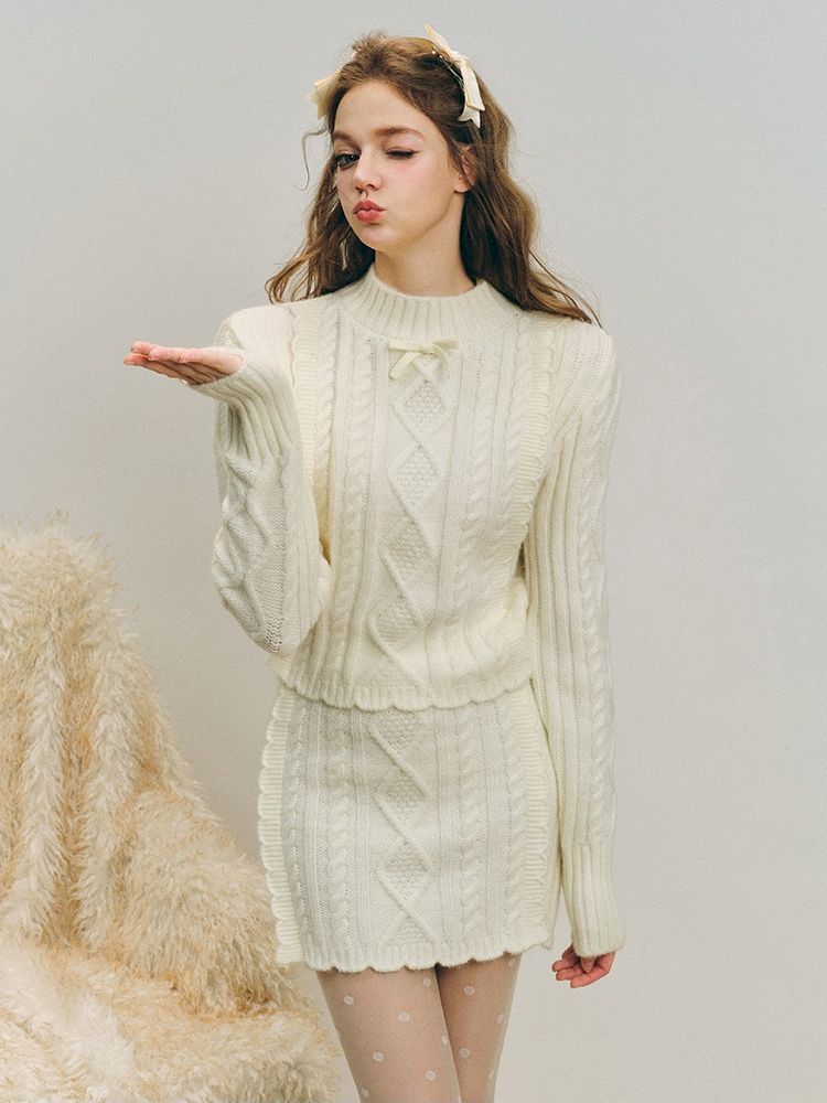 Knit Lace Set Soft Twist Sweater【s0000005282】