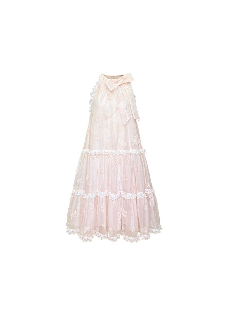 Lace Hanging Neck Long Loose Dress【s0000009316】