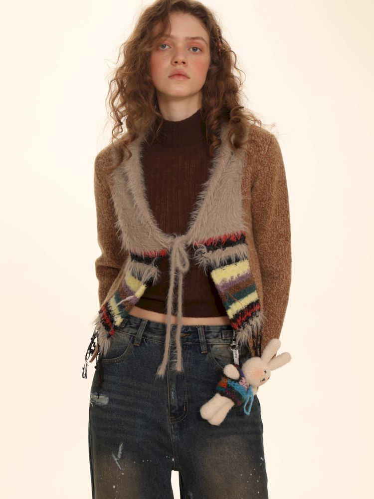 Mixed yarn interweaving stripes sweater【s0000006008】