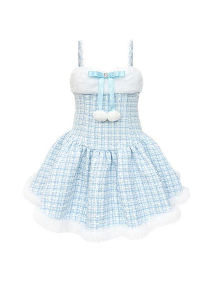 Diamond Bow Hairball Halter Dress【s0000006050】