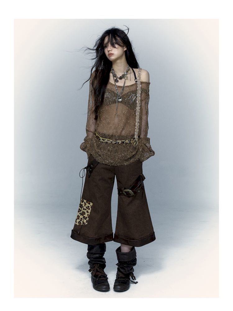 Loose Mesh Hole Hollow Out Blouse Long T【s0000008400】