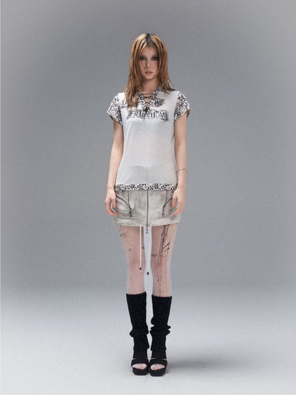 Polo Neck Collision Color Short Sleeve Top【s0000008468】