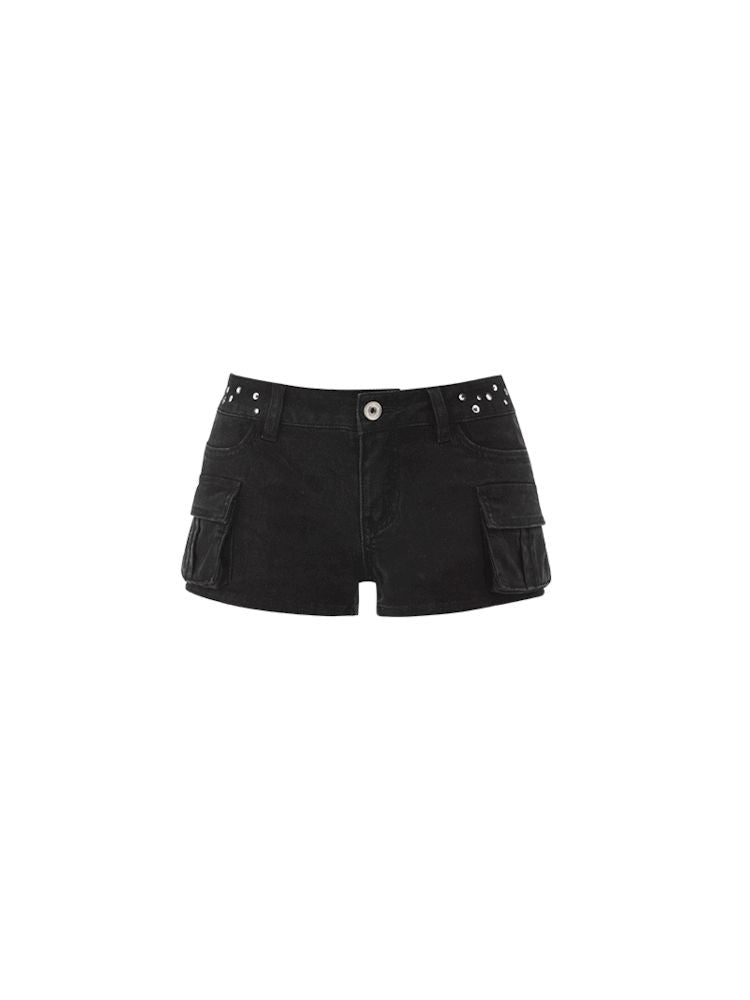 Studded Workwear Low Waisted Hipster Proportionate Shorts【s0000009429】