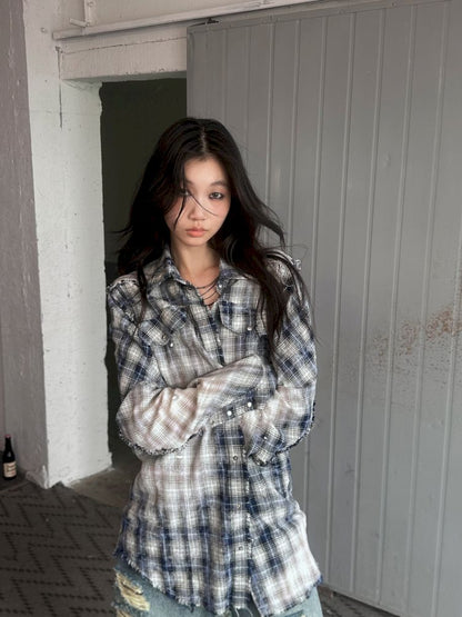 Old Studded Plaid Swoosh Work Shirt【s0000008494】