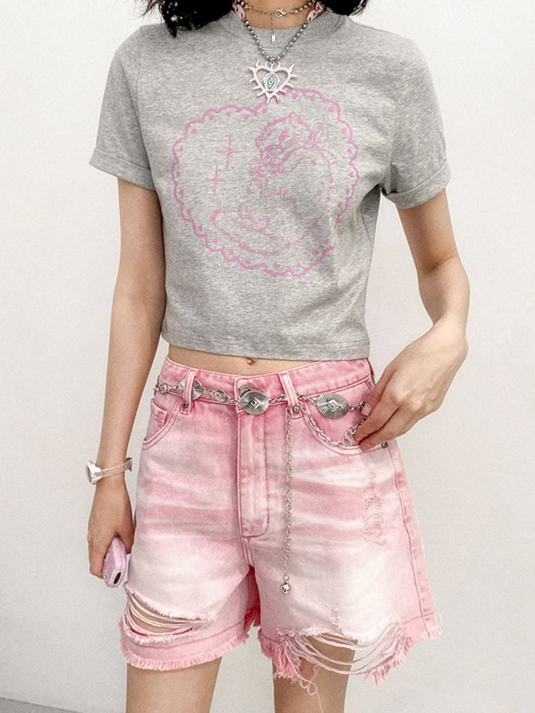Shibuya Swing" Denim Ripped Shorts【s0000008865】"
