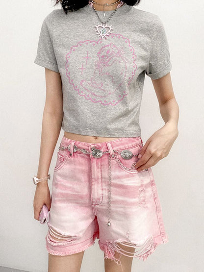 Shibuya Swing" Denim Ripped Shorts【s0000008865】"