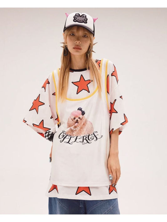 Pentagram print Wide t-shirt【s0000008211】