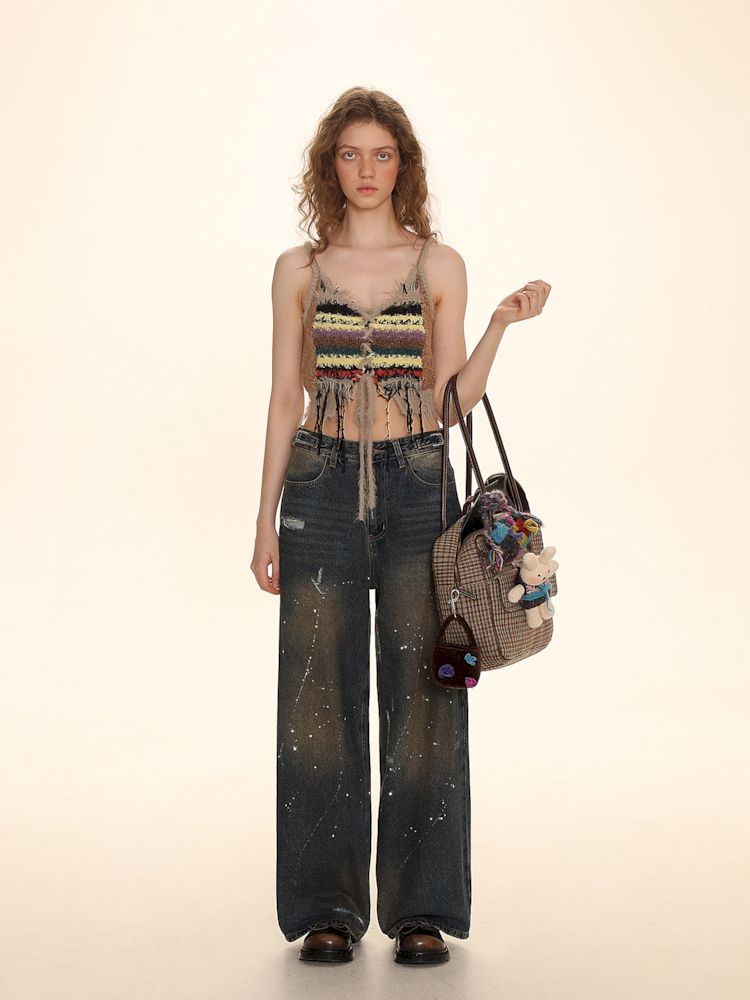 Mixed yarn interweaving stripes sweater【s0000006008】