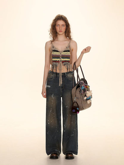 Mixed yarn interweaving stripes sweater【s0000006008】