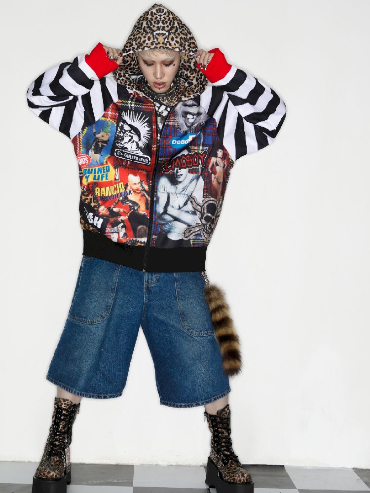 Savage Pop Leopard Zip-Up Jacket – almony