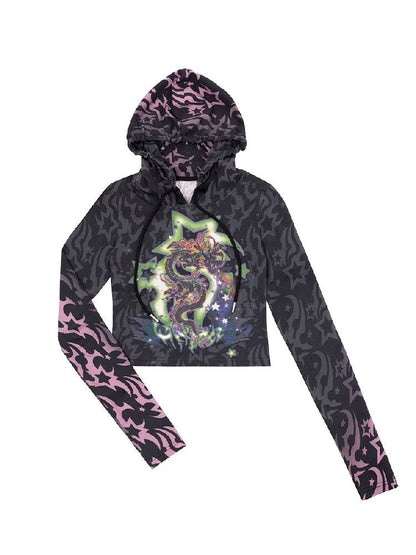 Dragon Print Short Sweatshirt【s0000005966】