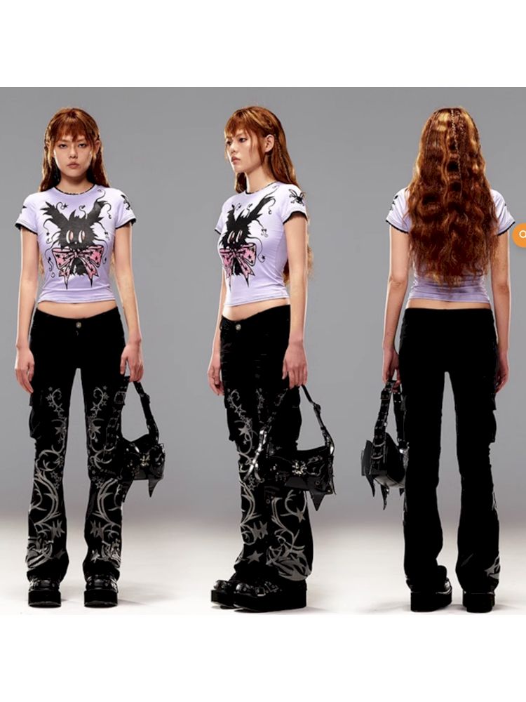 Magic Bunny Glitter Print T-Shirt【s0000008979】