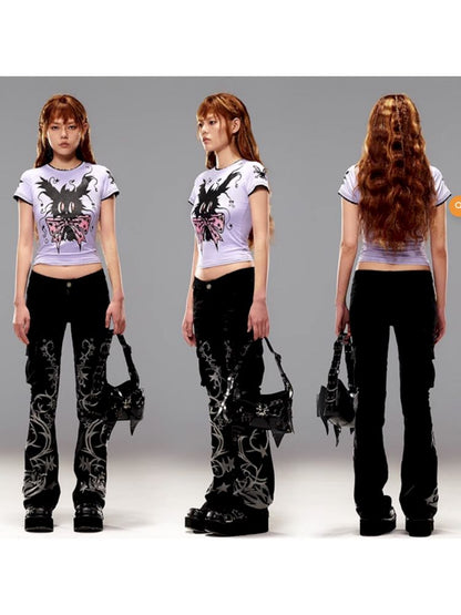 Magic Bunny Glitter Print T-Shirt【s0000008979】