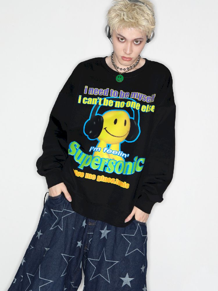 American Casual Street Smiley Loose Pullover【s0000010265】