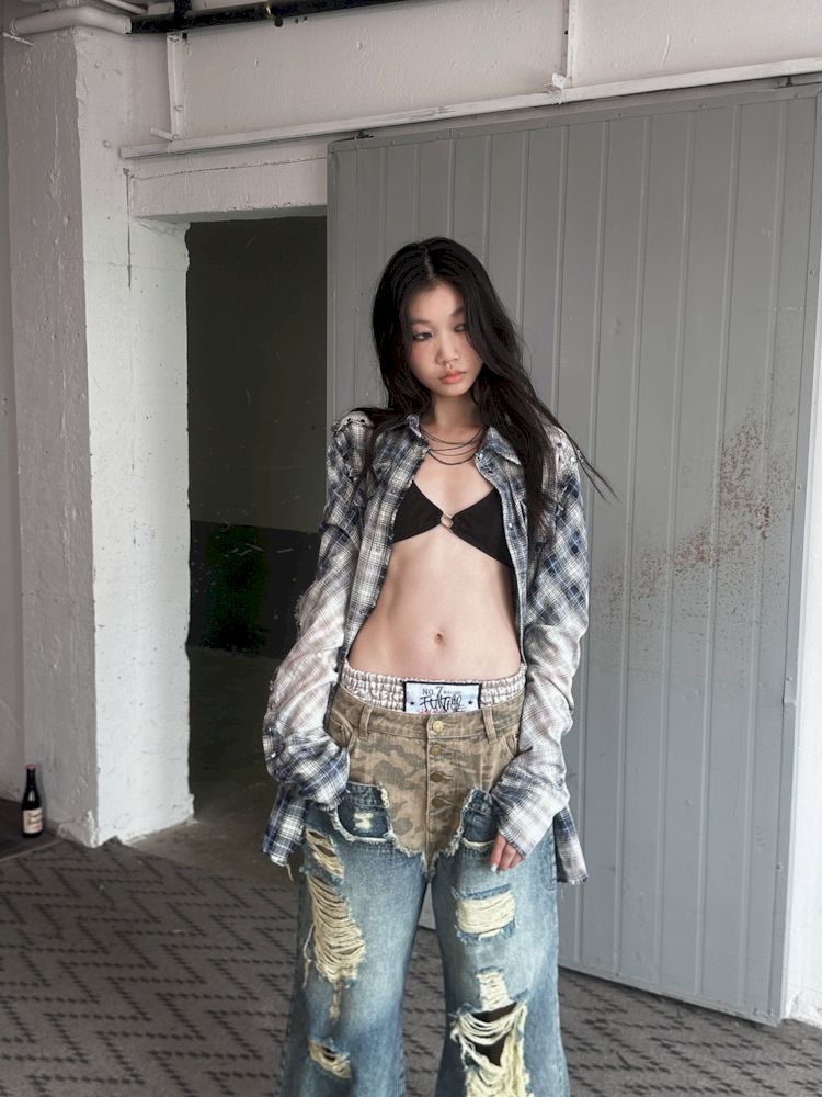 Old Studded Plaid Swoosh Work Shirt【s0000008494】