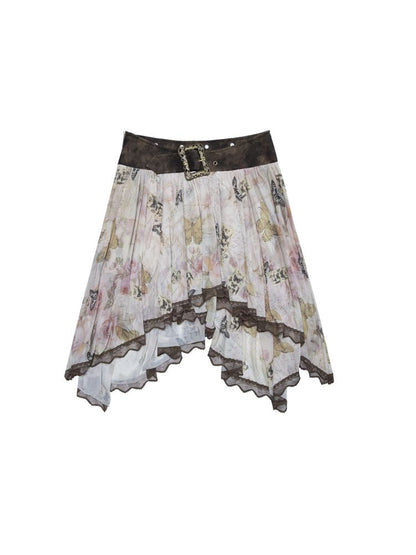 Lust Printed Patchwork Irregular Half Skirt【s0000008133】