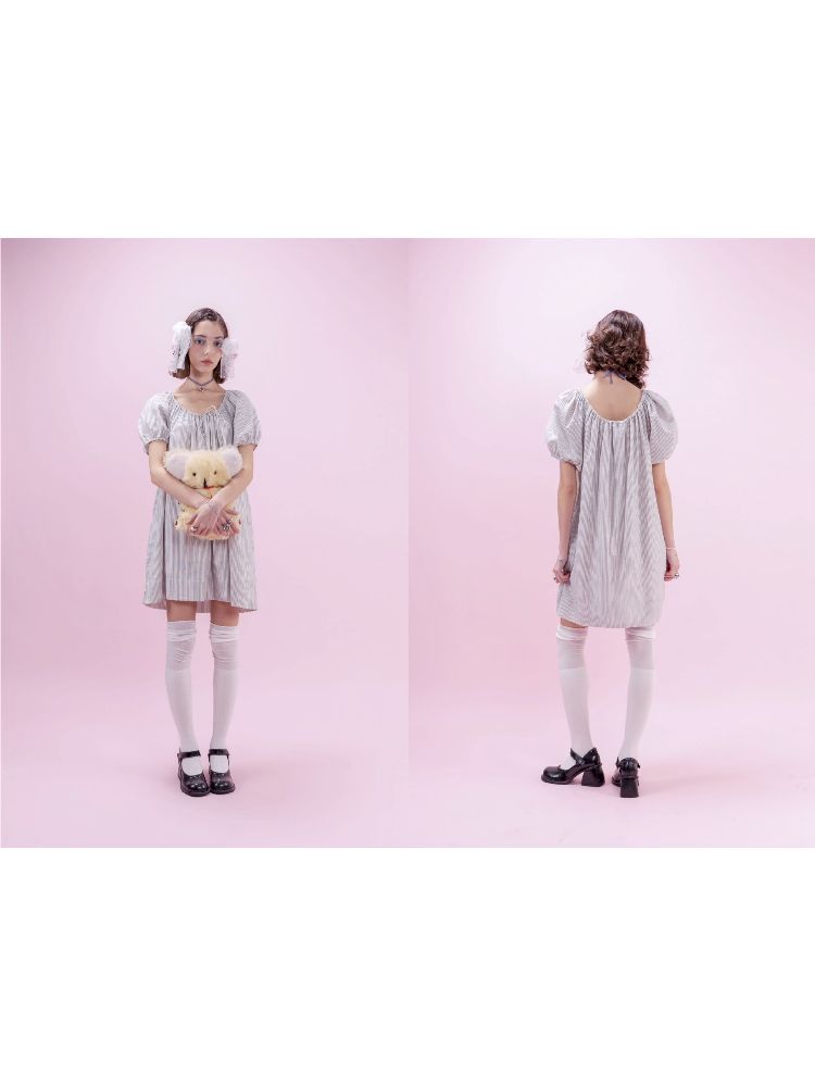 Striped Cotton Vacation Style Loose Dress【s0000009323】