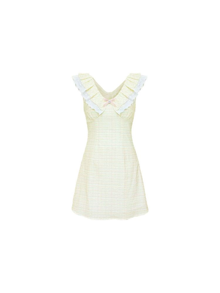 V-neck ruffled Slim Sleeveless Dress【s0000009305】