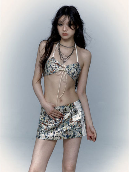 Vacation Splicing Corset Set