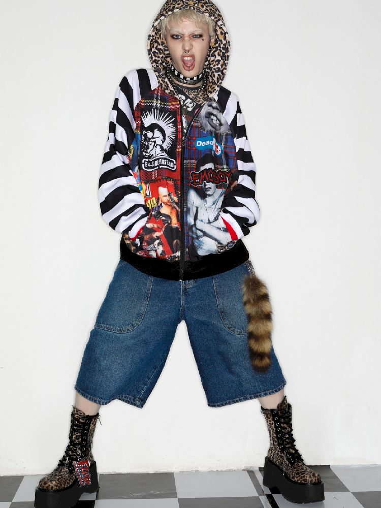 American punk leopard print Zipper Sweatshirt Jacket【s0000010272】