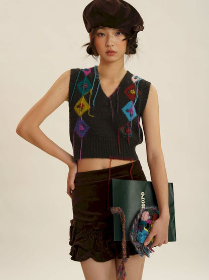 Fringe Sleeveless Knit Vest【s0000006030】