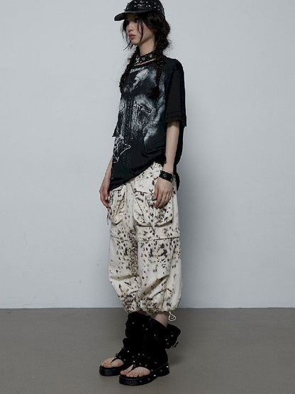 Spliced Lace Strapless Loose Slim Short Sleeve T-Shirt【s0000009383】