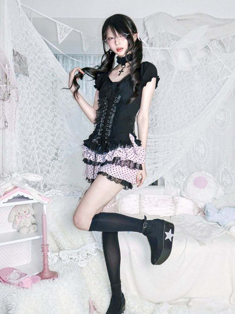 Tie-back tank top/short-sleeved shirt【s0000012692】