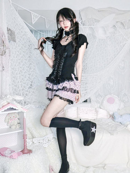 Tie-back tank top/short-sleeved shirt【s0000012692】