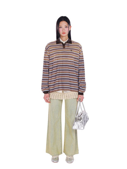 POLO Neck Embroidered Label Long Sleeve T-Shirt【s0000008585】