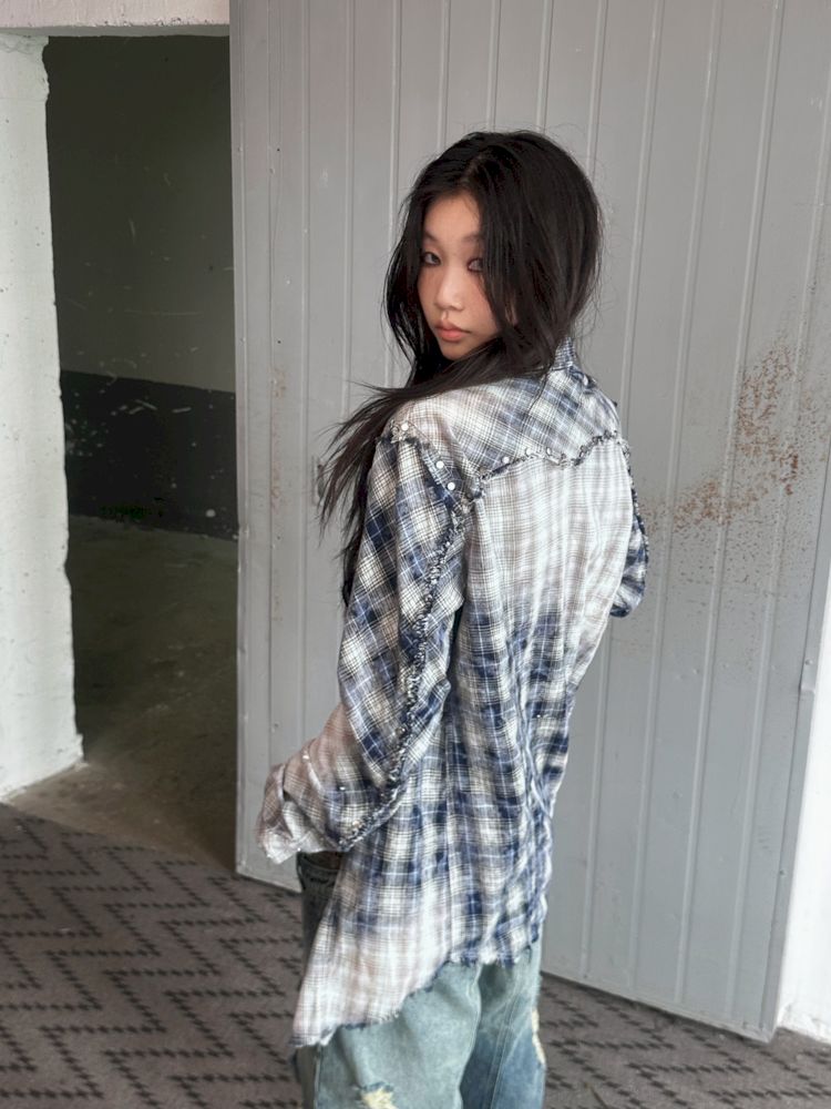 Old Studded Plaid Swoosh Work Shirt【s0000008494】