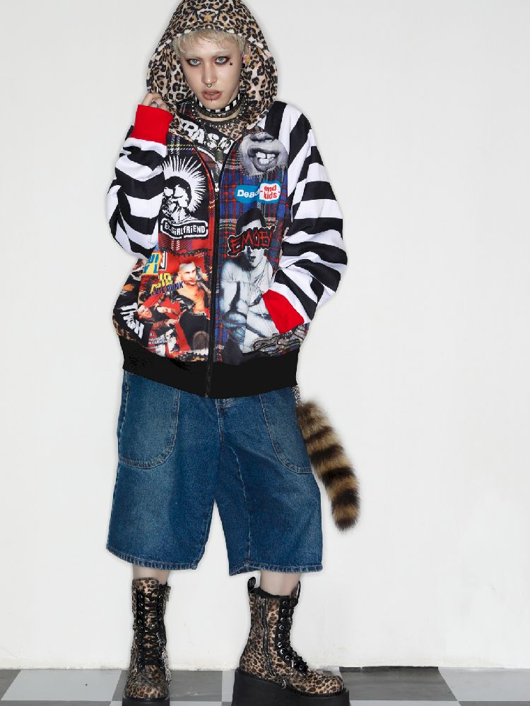 American punk leopard print Zipper Sweatshirt Jacket [s0000010272