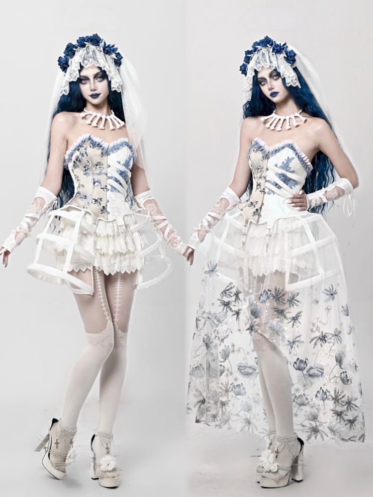 Gothic Ribbed Lace Corset Dress【s0000010034】