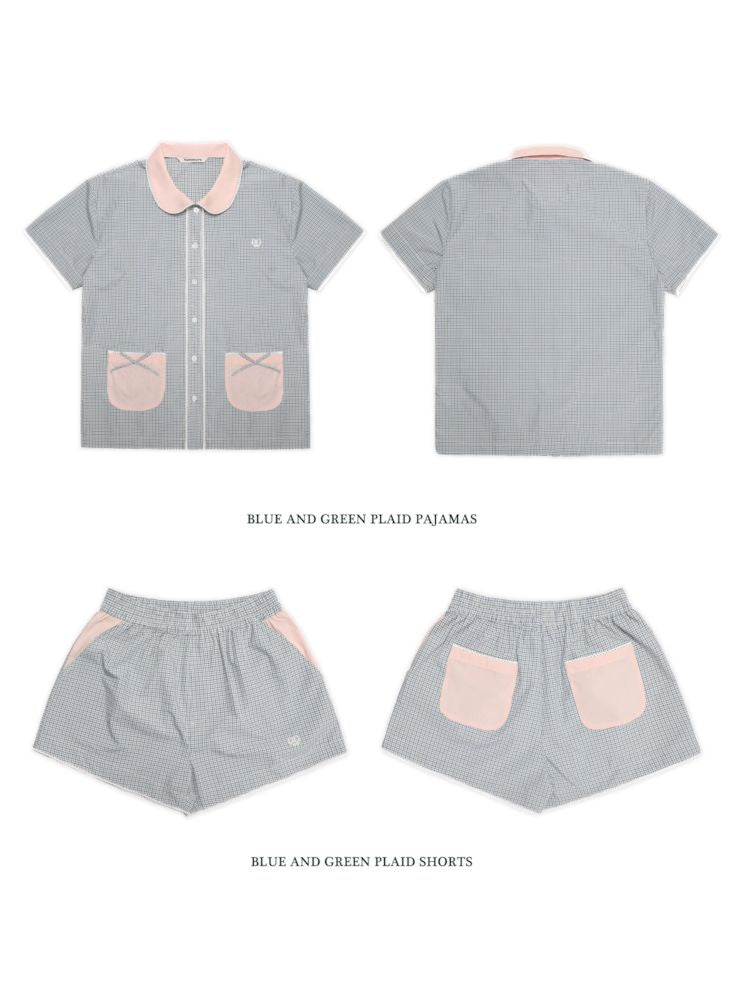 Lace Bow Embroidery Short Sleeve Shorts Pajama Set【s0000008661】