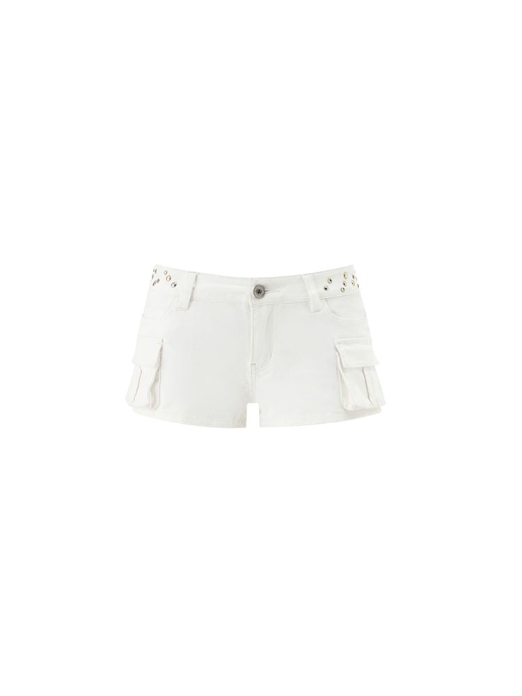 Studded Workwear Low Waisted Hipster Proportionate Shorts【s0000009429】