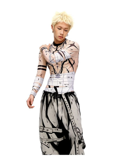 Warrior Print Bottom Top【s0000010228】