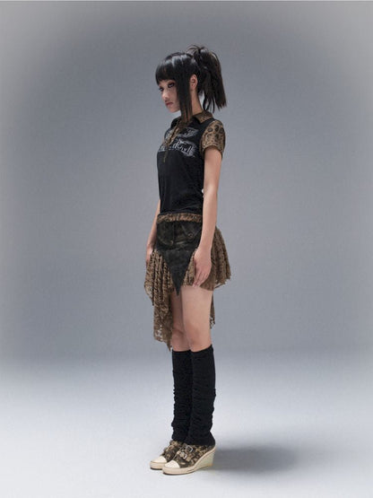 Polo Neck Collision Color Short Sleeve Top【s0000008468】